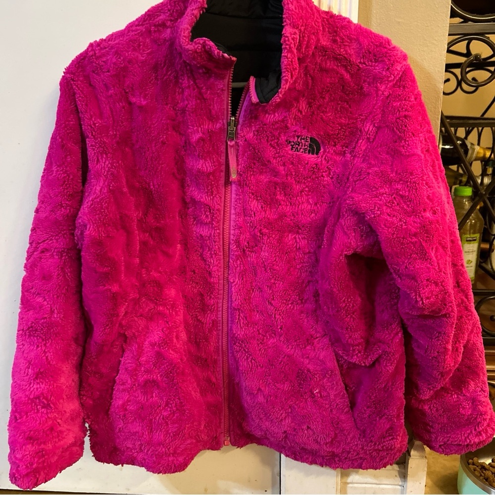 The North Face Mossbud Swirl Fleece Puff Jacket Reversible Girl’s XLarge 18 - Picture 1 of 10